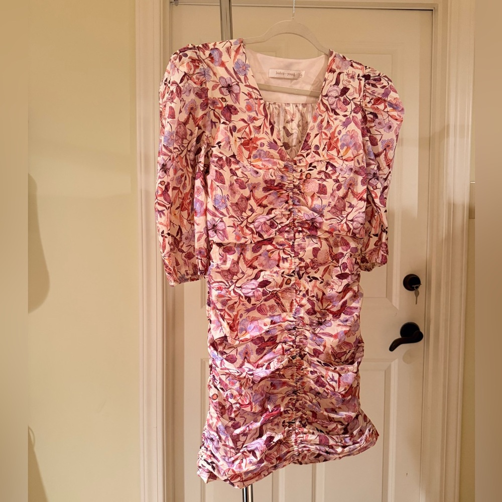 bishop + young Floral Ruched Mini Dress